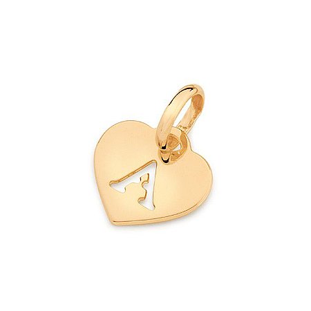 PINGENTE FOLHEADO A OURO CORAÇÃO COM LETRA. MED 1,8CM ROMMANEL 542392