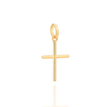 PINGENTE INFANTIL FOLHEADO A OURO FORMATO CRUZ LISA. MED 1,7CM ROMMANEL 540001