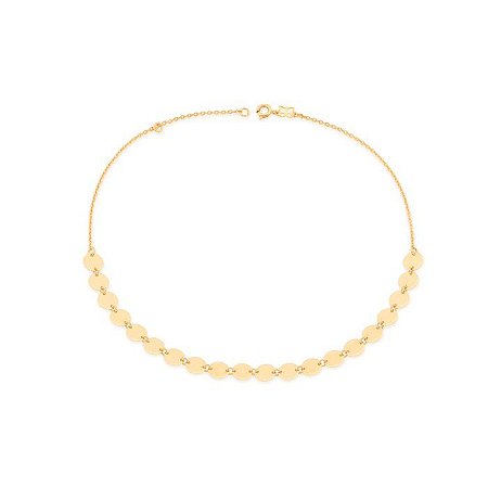 GARGANTILHA CHOKER FOLHEADO A OURO COM MEDALHAS LISAS. MED 37CM ROMMANEL 532055