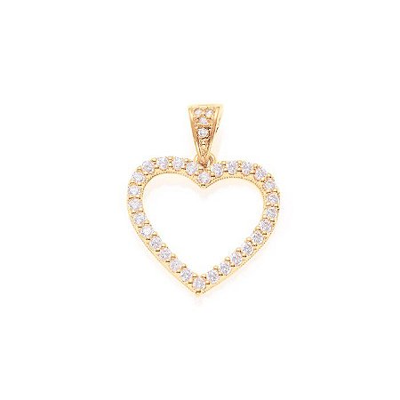 PINGENTE FOLHEADO A OURO CORAÇÃO COM ZIRCÔNIAS. MED 2,6CM ROMMANEL 541645