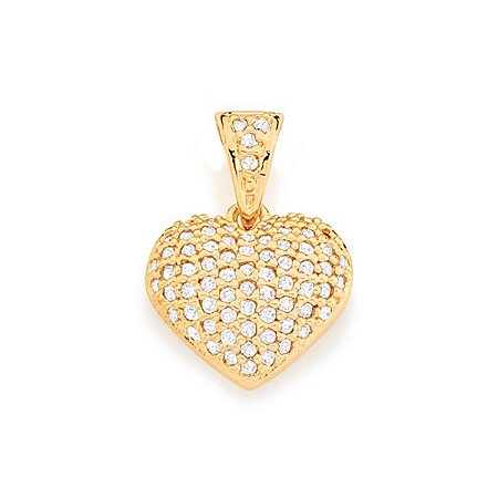 PINGENTE FOLHEADO A OURO CORAÇÃO COM ZIRCÔNIAS. MED 1,2CM ROMMANEL 541515