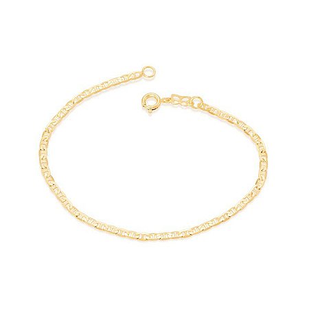 PULSEIRA MASCULINA FOLHEADO A OURO ELO DIAMANTADO. MED 18/19CM ROMMANEL 550428