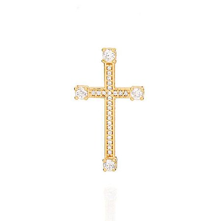 PINGENTE FOLHEADO A OURO CRUZ COM ZIRCÔNIAS. MED 2,8CM ROMMANEL 541861