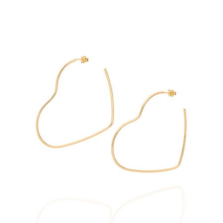 MAXI ARGOLA FOLHEADO A OURO FORMATO CORAÇÃO. MED 6,4CM ROMMANEL 526498
