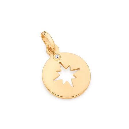 PINGENTE FOLHEADO A OURO ESTRELA VAZADA. MED 1,9CM ROMMANEL 542406