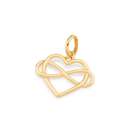 PINGENTE FOLHEADO A OURO CORAÇÃO INFINITO ENTRELAÇADO. MED 2,4CM ROMMANEL 542428