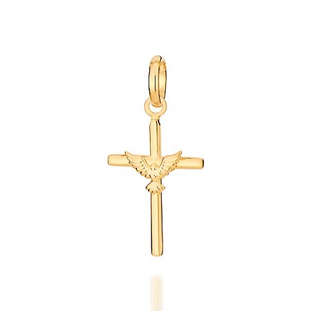 PINGENTE FOLHEADO A OURO CRUZ COM ESPÍRITO SANTO. MED 2,20CM ROMMANEL 542407