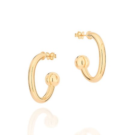 ARGOLA OVAL TUBO FOLHEADO A OURO. MED 3,0CM ROMMANEL 526669