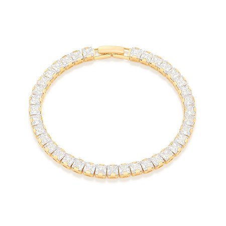 PULSEIRA RIVIERA FOLHEADO A OURO COM ZIRCÔNIAS. MED 18CM ROMMANEL 551706