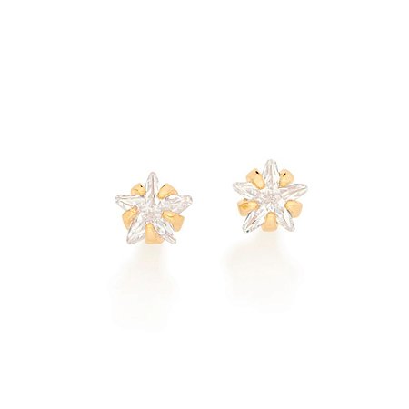 BRINCO  FOLHEADO A OURO ESTRELA DE ZIRCÔNIA. MED 0,30CM ROMMANEL 526462