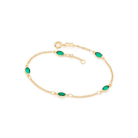 PULSEIRA FOLHEADO A OURO CRISTAIS COLORIDOS. MED 19CM ROMMANEL 551669
