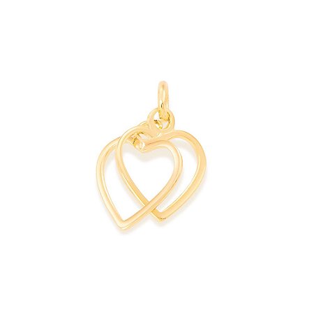 PINGENTE FOLHEADO A OURO CORAÇÕES ENTRELAÇADOS. MED 2CM ROMMANEL 540943