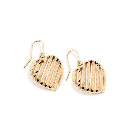 BRINCO FOLHEADO A OURO CORAÇÃO DIAMANTADO. MED 2,2CM ROMMANEL 523991