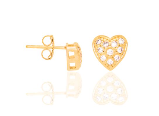 BRINCO FOLHEADO A OURO CORAÇÃO COM ZIRCÔNIAS. MED 0,7MM ROMMANEL 524051
