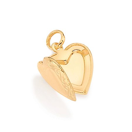 PINGENTE RELICÁRIO FOLHEADO A OURO FORMATO CORAÇÃO. MED 1,8CM ROMMANEL 542422