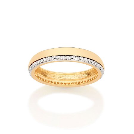 ALIANÇA FOLHEADO A OURO COM APLICAÇÃO DE RHODIUM BRANCO 4MM ROMMANEL 513000