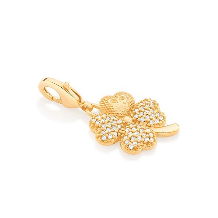 BERLOQUE FOLHEADO A OURO TREVO DE QUATRO FOLHAS. MED 3CM ROMMANEL 542413