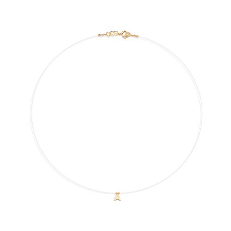 GARGANTILHA FIO DE NYLON FOLHEADO A OURO COM LETRAS. MED 42CM ROMMANEL 532041