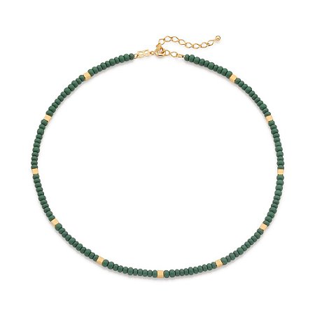GARGANTILHA FOLHEADO A OURO COM MIÇANGAS VERDE. MED 45CM ROMMANEL 532162