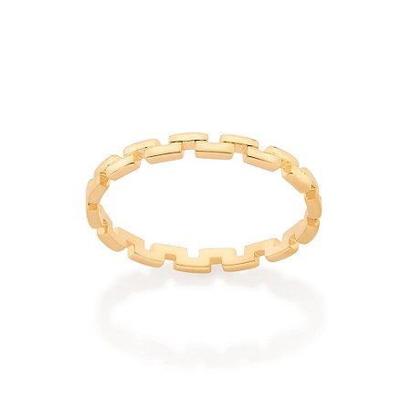 ANEL SKINNY RING FOLHEADO A OURO FORMATO BLOCOS ROMMANEL 513018