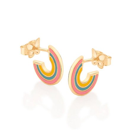 ARGOLA INFANTIL FOLHEADO A OURO ARCO IRIS. MED 1,1CM ROMMANEL 526724
