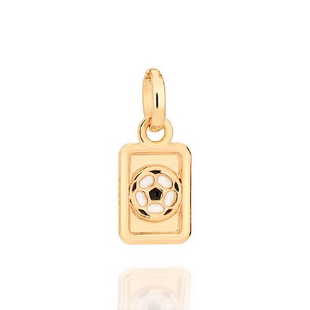 PINGENTE RETANGULAR INFANTIL FOLHEADO A OURO COM BOLA DE FUTEBOL. MED 1,5CM ROMMANEL 542431
