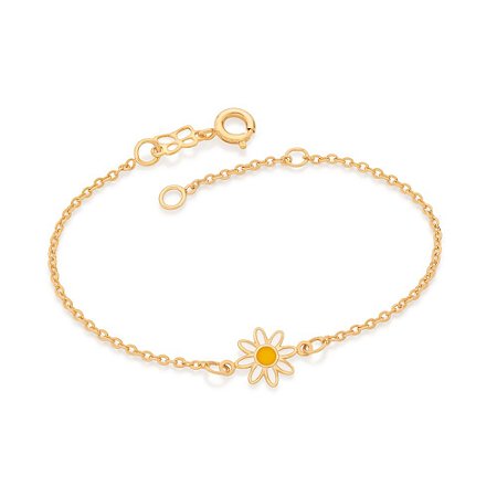 PULSEIRA INFANTIL FOLHEADO A OURO MARGARIDA. MED 16CM ROMMANEL 551741