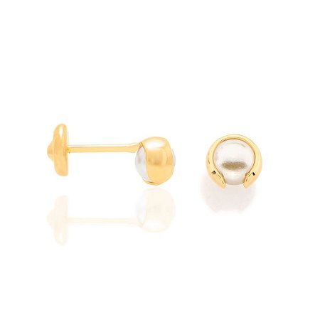 BRINCO INFANTIL FOLHEADO A OURO COM PÉROLA. MED 4MM ROMMANEL 524690