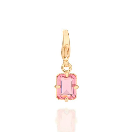 BERLOQUE FOLHEADO A OURO COM CRISTAL RETANGULAR COLORIDO. MED 2,3CM ROMMANEL 542435