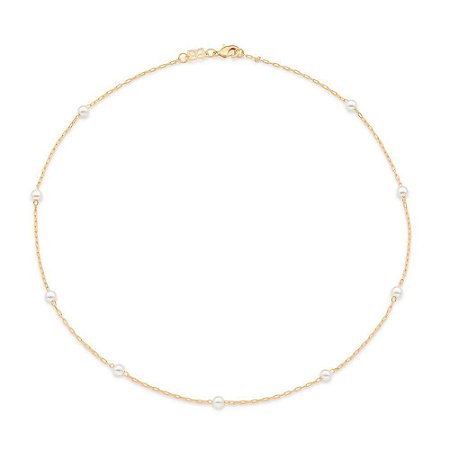 GARGANTILHA FOLHEADO A OURO COM PÉROLAS 4MM. MED 42CM ROMMANEL 530919