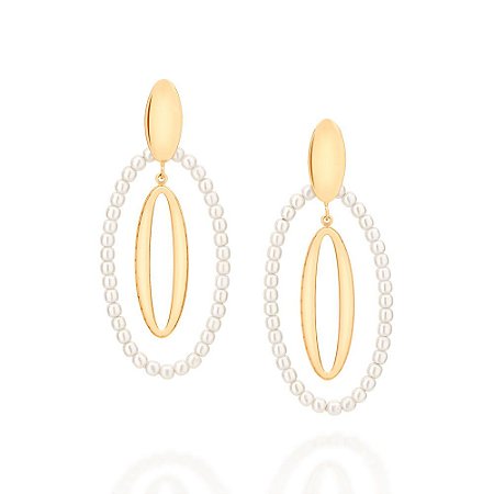 BRINCO FOLHEADO A OURO COM PÉROLAS. MED 6CM ROMMANEL ROMMANEL 526344