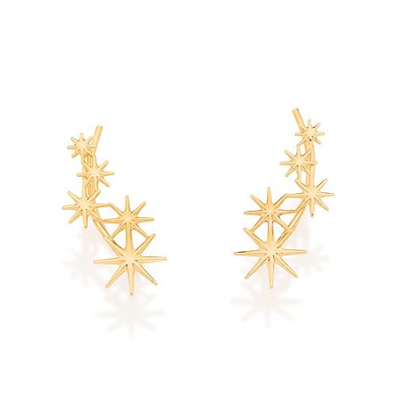 BRINCO GRAMPO FOLHEADO A OURO ESTRELAS. MED 2,30CM ROMMANEL 525675