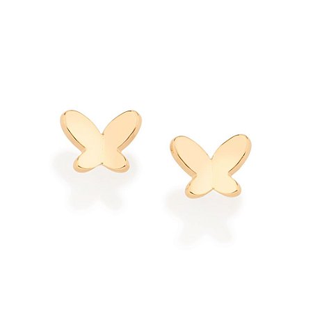BRINCO FOLHEADO A OURO FORMATO BORBOLETA. MED 0,4CM ROMMANEL 526738