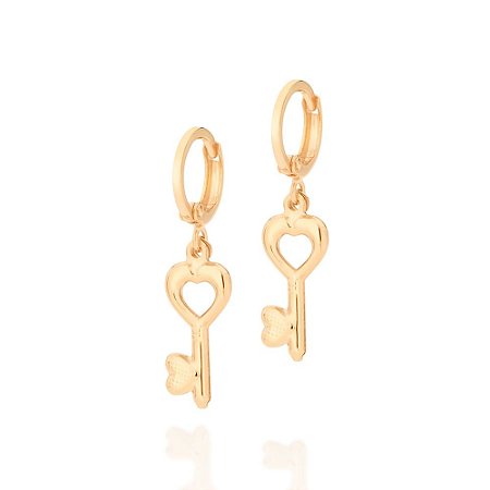 ARGOLA FOLHEADO A OURO COM CHAVE PENDURADA. MED 3CM ROMMANEL 526737