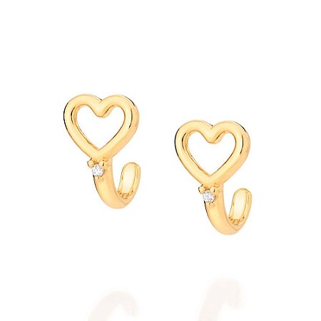 BRINCO FOLHEADO A OURO CORAÇÃO VAZADO. MED 1,2CM ROMMANEL 526753