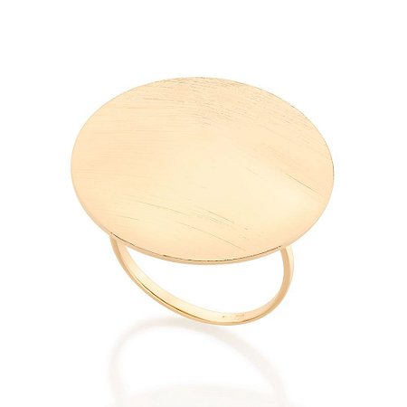 MAXI ANEL FOLHEADO A OURO FORMATO CIRCULAR COM ARO ESCOVADO ROMMANEL 513027