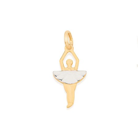 PINGENTE INFANTIL FOLHEADO A OURO BAILARINA. MED 2,1CM ROMMANEL 540434