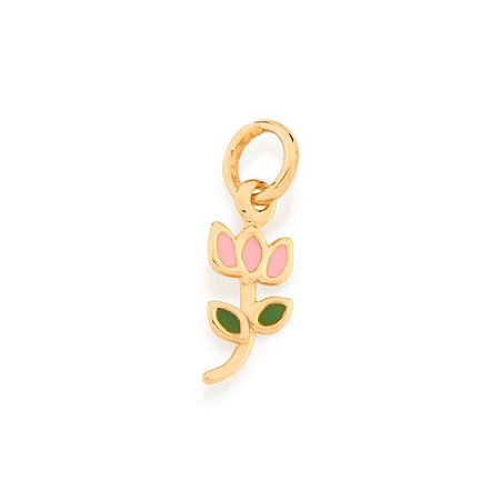 PINGENTE FLOR TULIPA FOLHEADO A OURO COM APLIQUE DE RESINA. MED 1,80CM ROMMANEL 542261