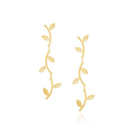 BRINCO FOLHEADO A OURO GALHO COM FOLHAS. MED 4,9CM ROMMANEL 522763