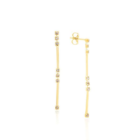 BRINCO FOLHEADO A OURO FORMADO POR FIO COM CRISTAIS. MED 4,3CM ROMMANEL 523390