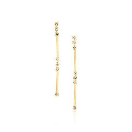 BRINCO FOLHEADO A OURO FORMADO POR FIO COM CRISTAIS. MED 4,3CM ROMMANEL 523390
