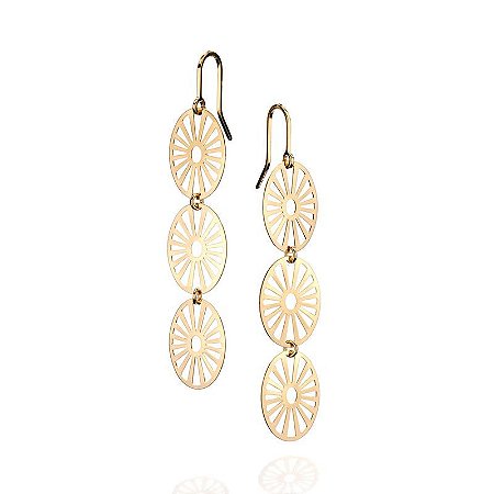BRINCO OVAL FOLHEADO A OURO. MED 5,5CM ROMMANEL 523442