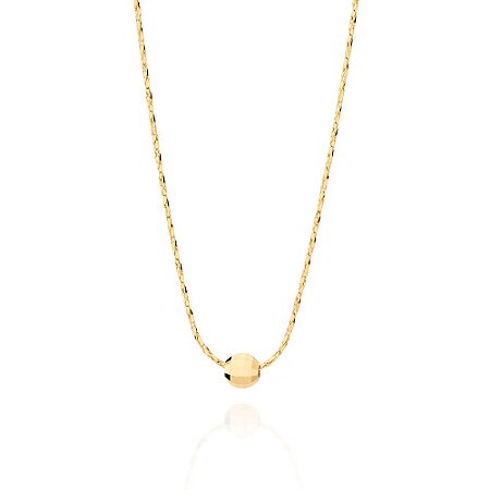 GARGANTILHA FOLHEADO A OURO BOLA DIAMANTADA. MED 42CM ROMMANEL 530484