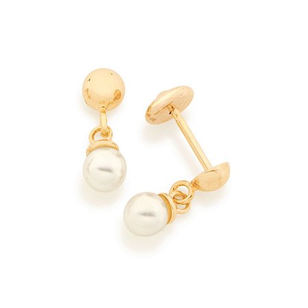 BRINCO INFANTIL FOLHEADO A OURO BASE COM PÉROLAS. MED 1,2CM ROMMANEL 520275