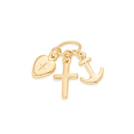 PINGENTE FOLHEADO A OURO FÉ, ESPERANÇA E CARIDADE. MED 2CM ROMMANEL 540179