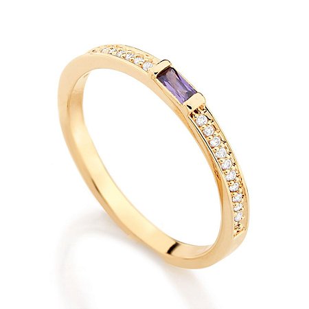 ANEL FOLHEADO A OURO COM ZIRCÔNIAS E CRISTAL COLORIDO ROMMANEL 511879