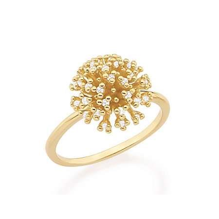 ANEL BUQUÊ DE FLORES FOLHEADO A OURO COM ZIRCÔNIAS ROMMANEL 512183