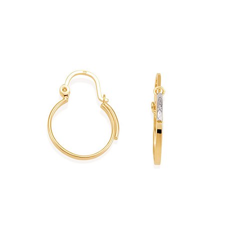 ARGOLA FOLHEADA A OURO COM APLICAÇÃO DE RHODIUM. MED 2,2CM ROMMANEL 520003