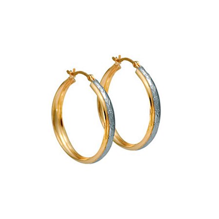 ARGOLA FOLHEADO A OURO COM APLICAÇÃO DE RHODIUM. MED 2,9CM ROMMANEL 520111