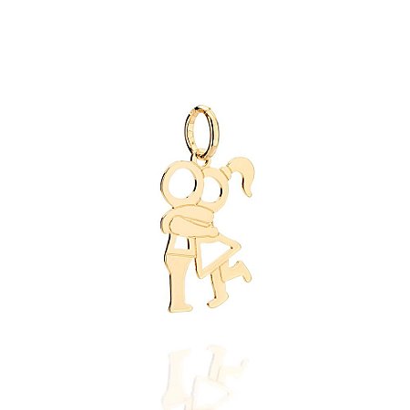 PINGENTE FOLHEADO A OURO MENINA E MENINO. MED 2,7CM ROMMANEL 541829